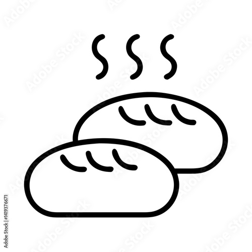 Freshly baked bread loafs with steam icon vector illustration for bakery and food design needs