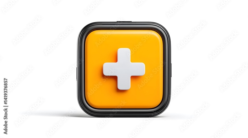 Fototapeta premium Health app icon with cross on smartphone isolated design digital concept