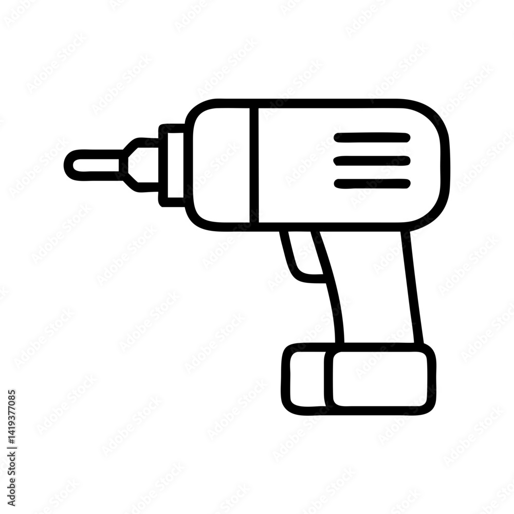 Isolated cordless drill vector icon illustration design for construction and repair work projects Isolated cordless drill vector icon illustration design for construction and repair work projects