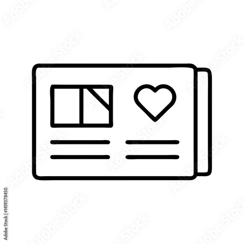 Newspaper with heart icon vector illustration for news love story and romantic article concept