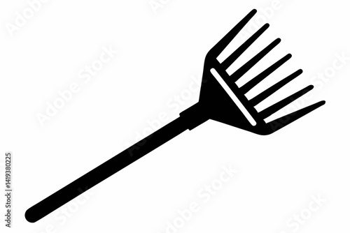 hand rake silhouette line art vector illustration