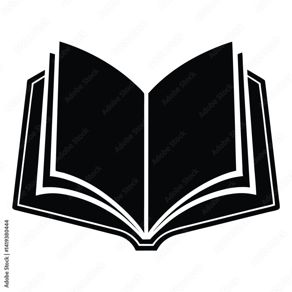 silhouette open book on white background silhouette open book on white background