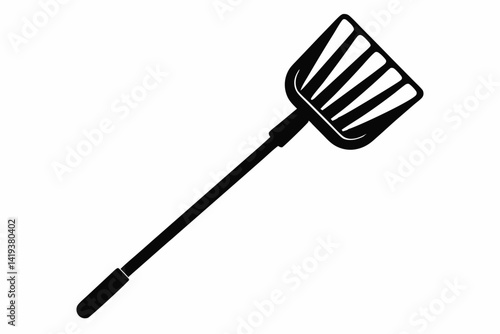 hand rake silhouette line art vector illustration
