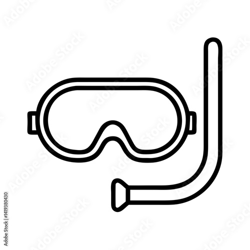 Diving mask and snorkel vector icon for snorkeling and scuba diving activities gear equipment