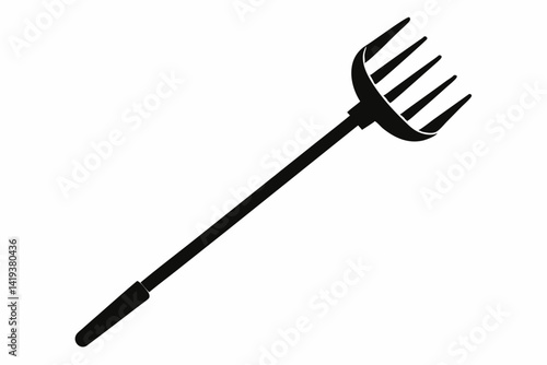 hand rake silhouette line art vector illustration