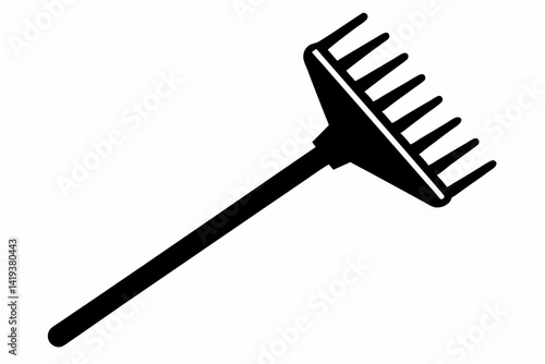 hand rake silhouette line art vector illustration