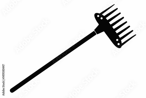 hand rake silhouette line art vector illustration