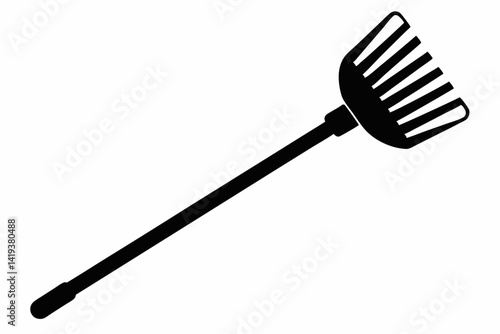 hand rake silhouette line art vector illustration