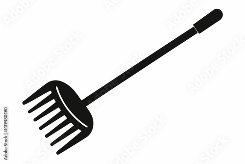 hand rake silhouette line art vector illustration