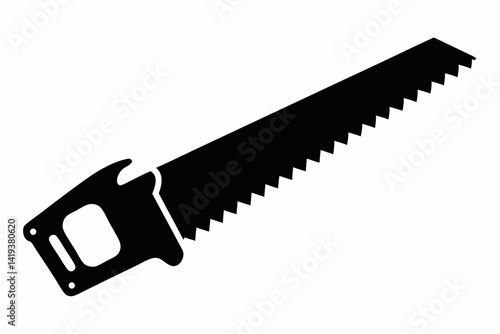 hand saw silhouette line art vector illustration