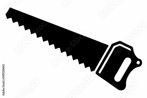hand saw silhouette line art vector illustration