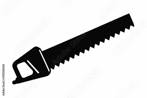hand saw silhouette line art vector illustration