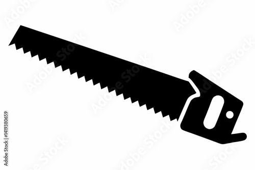 hand saw silhouette line art vector illustration