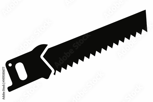 hand saw silhouette line art vector illustration