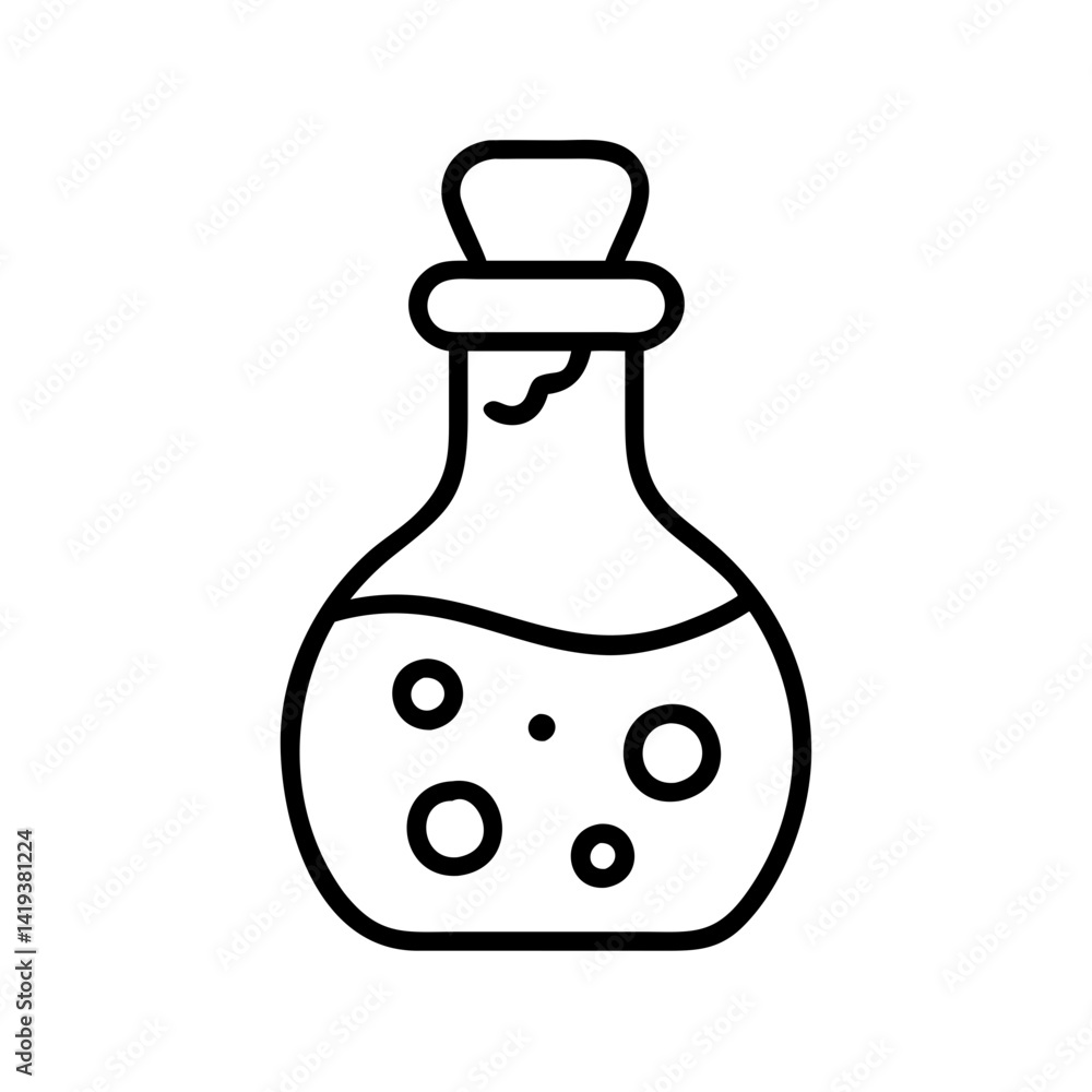 Potion bottle outline icon vector illustration for alchemy magic and halloween design item Potion bottle outline icon vector illustration for alchemy magic and halloween design item