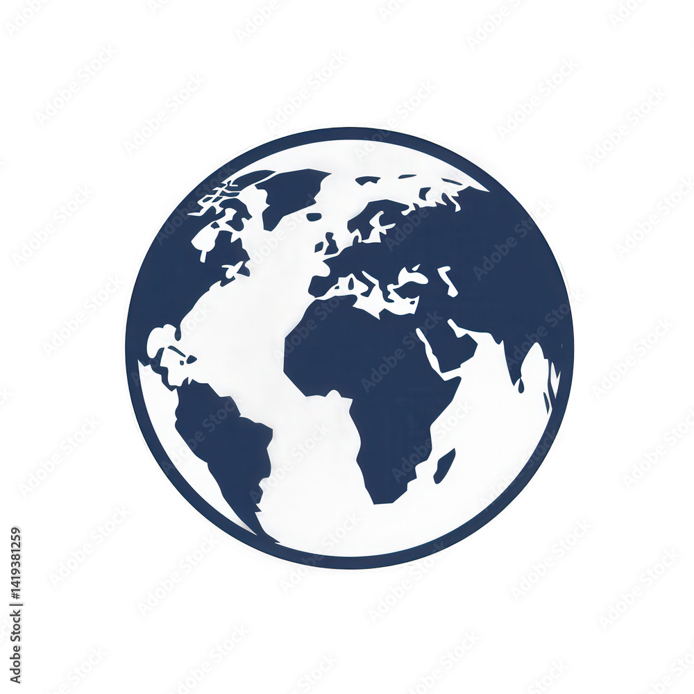 A stylized globe featuring continents in white and blue, representing Earth, ideal for educational and environmental themes , isolated on white or transparent png A stylized globe featuring continents in white and blue, representing Earth, ideal for educational and environmental themes , isolated on white or transparent png