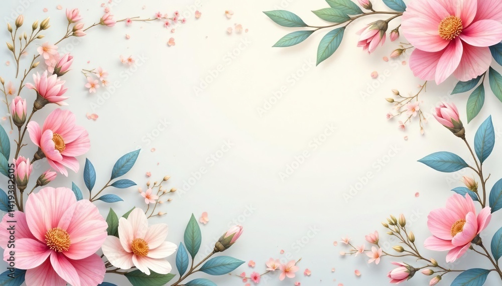 Naklejka premium Subtle floral motif, pastel hues, delicate design, repeat, whimsical