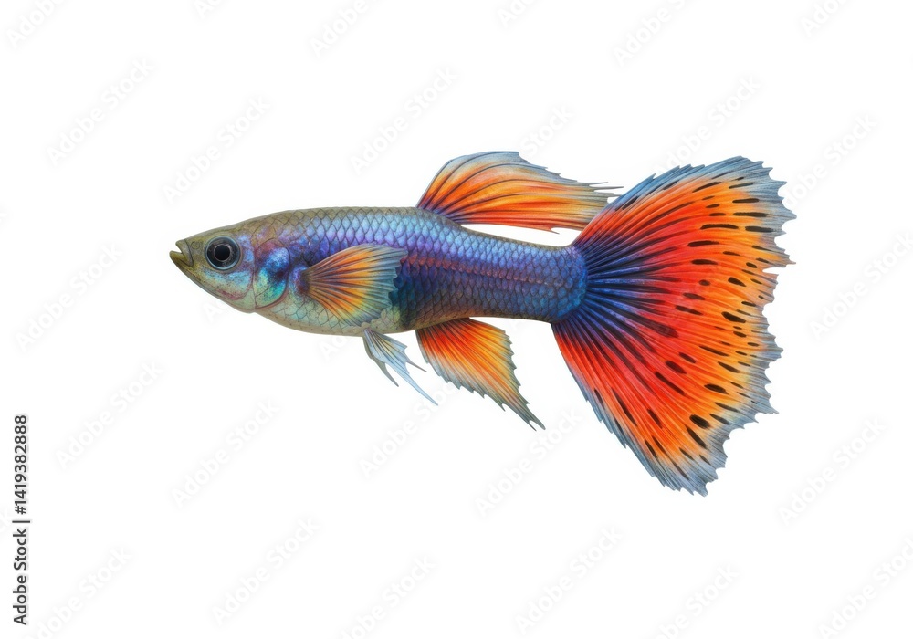Fototapeta premium Colorful guppy fish isolated on white background