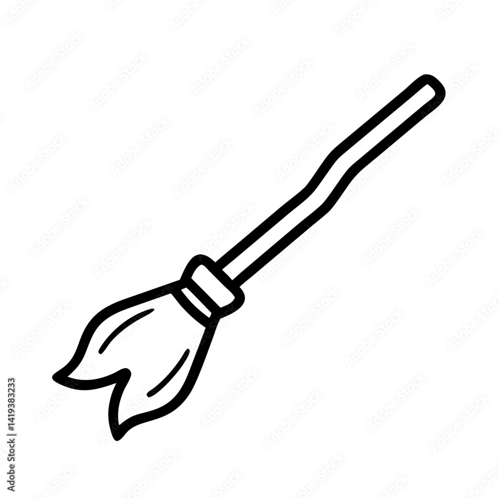 Obraz premium Illustration of a cartoon broomstick for cleaning, halloween decoration, and witch accessory design