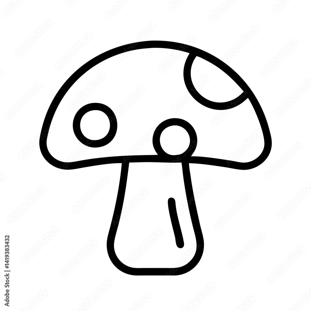 Mushroom outline drawing vector illustration, edible mushroom, fungi, toadstool, nature icon Mushroom outline drawing vector illustration, edible mushroom, fungi, toadstool, nature icon