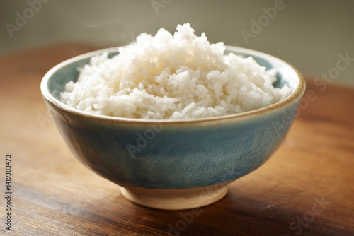 Wallpaper Mural Simple food composition of white rice in bowl showcases an inviting look. fluffy grains seem to beckon, creating comforting and satisfying visual feast Torontodigital.ca
