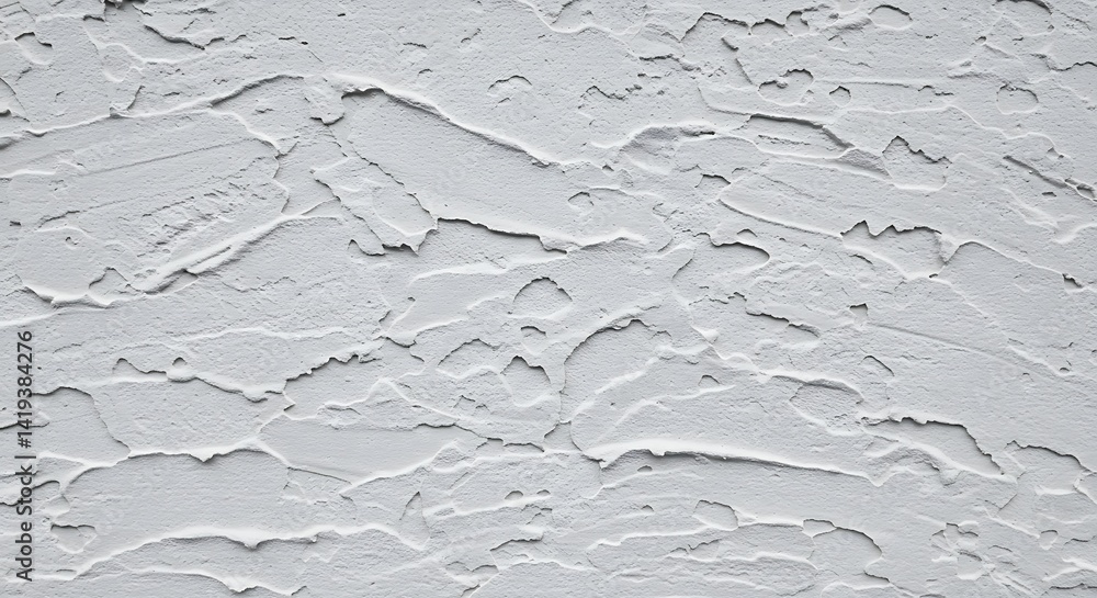 Old textured wall with cracked concrete and rough plaster surface in shades of gray
