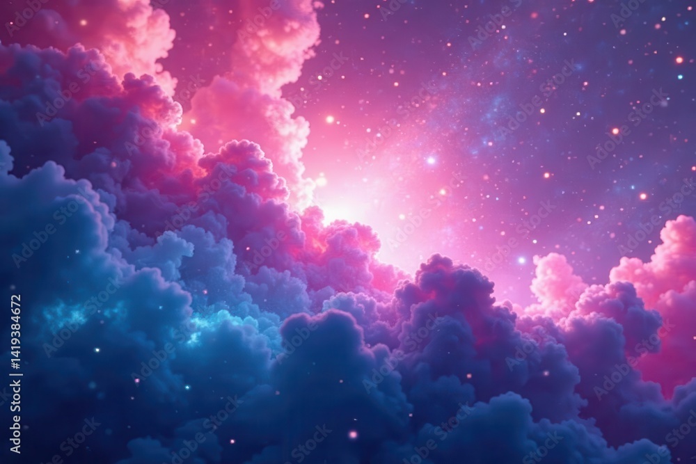 Fototapeta premium Pastel pink and electric blue nebula, swirling gases , infinite, texture, mystical