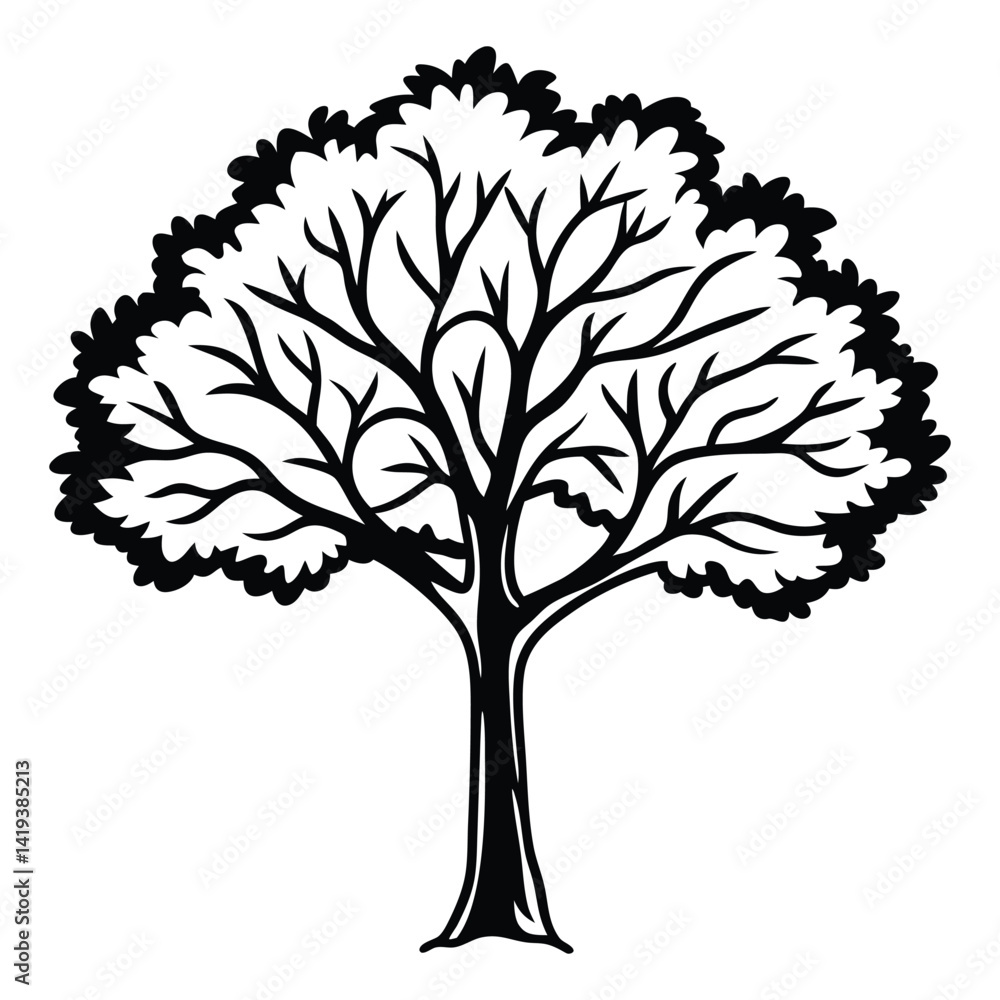 Obraz premium silhouette tree. isolated tree silhouette
