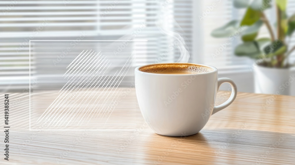 Obraz premium Delightful coffee experience cozy home closeup shot bright room tranquil atmosphere