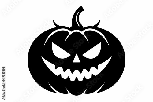 jack o lantern silhouette line art vector illustration