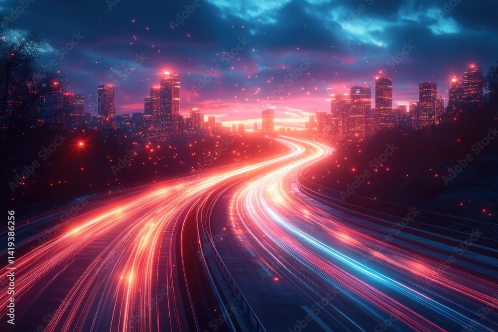 Fototapeta premium City highway at twilight