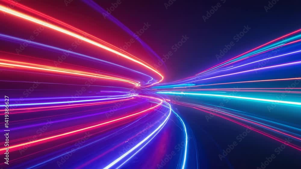 Colorful light trails create mesmerizing patterns at night Colorful light trails create mesmerizing patterns at night