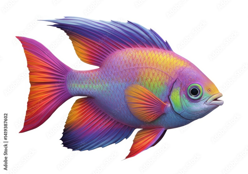 Fototapeta premium Colorful tropical fish illustration isolated on white background