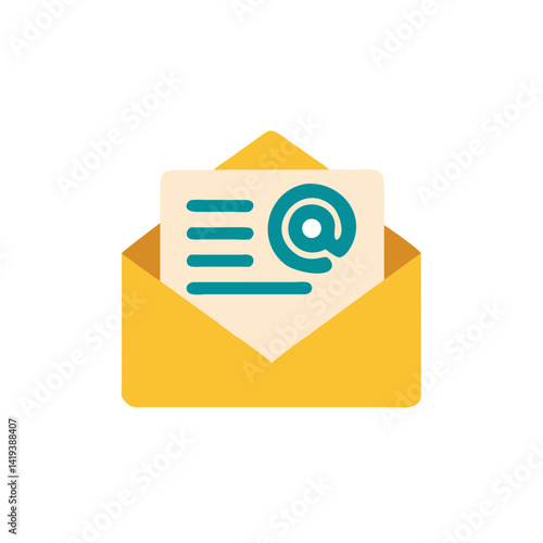 Email icon with message in yellow envelope  