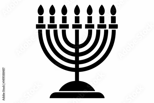 menorah silhouette line art vector illustration