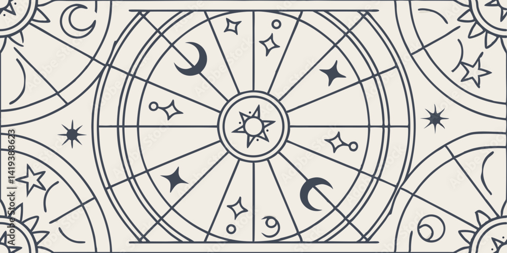 Fototapeta premium Astrology Chart Design with Celestial Symbols on Textured Background 