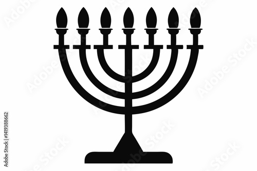 menorah silhouette line art vector illustration