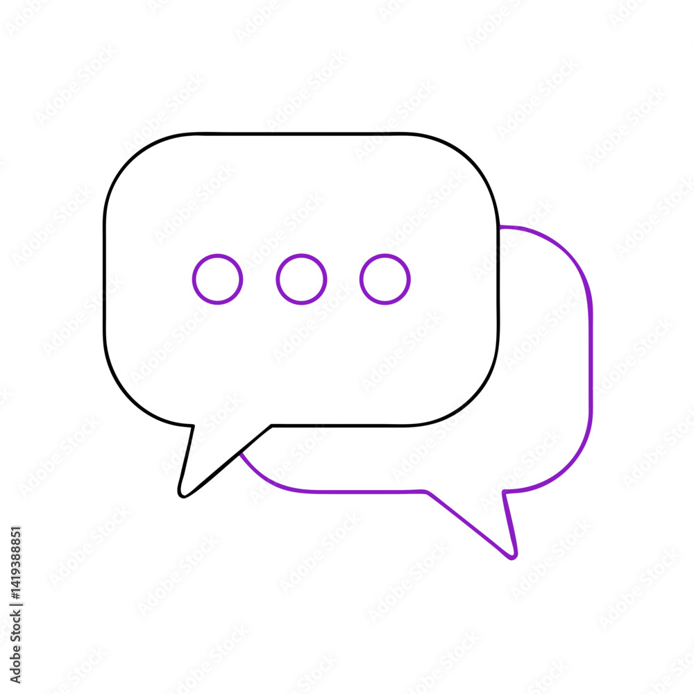 Naklejka premium Chat icon with speech bubbles in modern line art style 