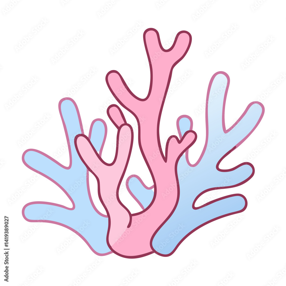 Coral Reef Ecosystem Illustration in Pink and Blue Colors Coral Reef Ecosystem Illustration in Pink and Blue Colors
