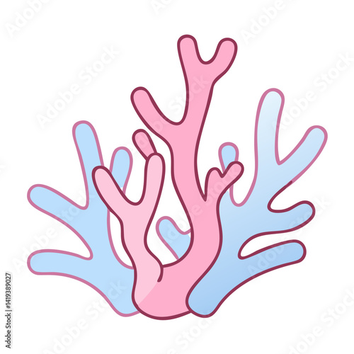 Coral Reef Ecosystem Illustration in Pink and Blue Colors  