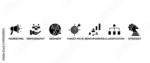 Market segmentation banner web icon vector illustration concept with icon of marketing, demography, segment, target niche, benchmarking, classification, strategy