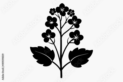 mustard plant silhouette line art vector illustration