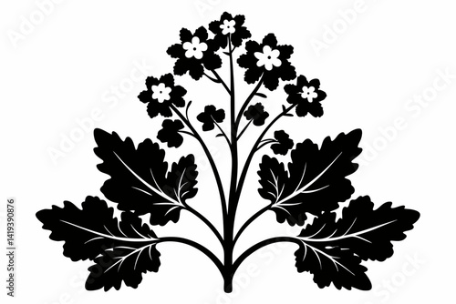 mustard plant silhouette line art vector illustration