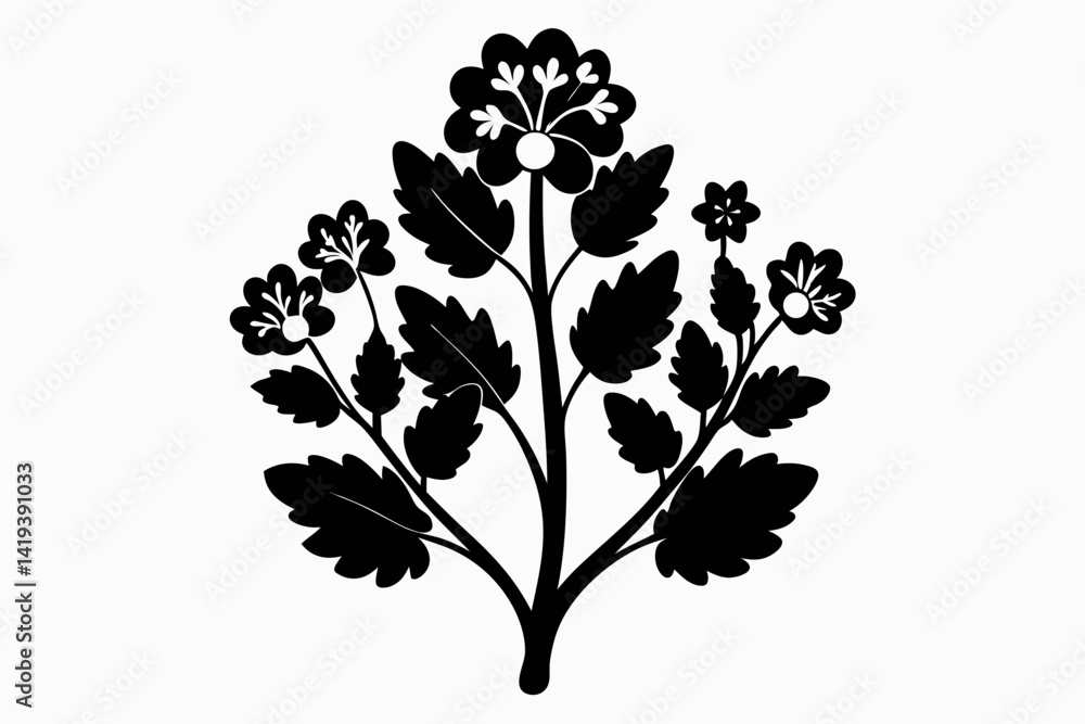 Naklejka premium mustard plant silhouette line art vector illustration