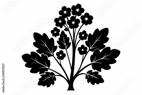 mustard plant silhouette line art vector illustration