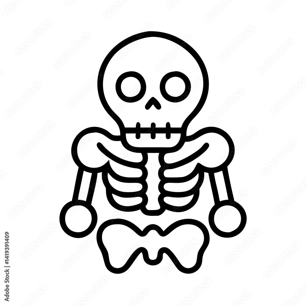 Skeleton halloween vector illustration spooky scary skeleton bone outline drawing halloween party decoration Skeleton halloween vector illustration spooky scary skeleton bone outline drawing halloween party decoration