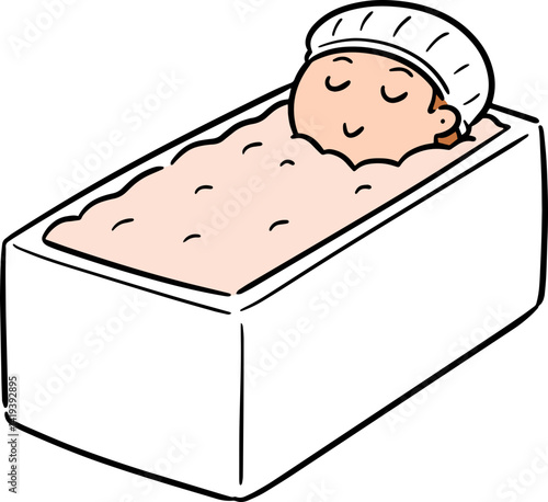 Illustration of woman bathing in bathtub
