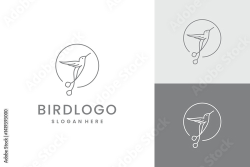 hummingbird, colibri wall art design, minimal bird line logo icon illustration
