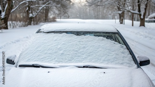 Wallpaper Mural Snow-covered car on a winter road surrounded by trees. Torontodigital.ca