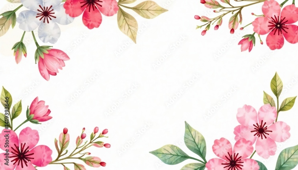 Fototapeta premium Delicate watercolor floral pattern; repeating, soft blooms , light, peace